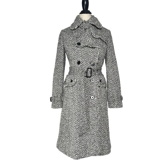 Banana Republic | Women | Vtg Tweed Herringbone Wool Blend Trench Coat | Small - Picture 2 of 16